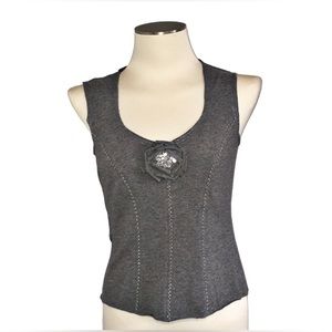 Teri Jon Jeweled Grey Top